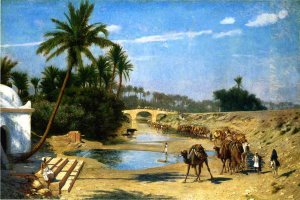 Landscape - Caravan by Jean-Leon Gerome Oil Painting