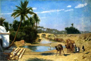 Landscape - Caravan by Jean-Leon Gerome Oil Painting