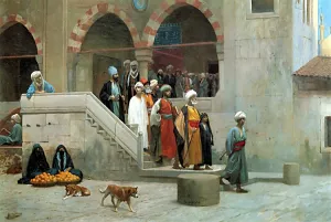 Leaving the Mosque by Jean-Leon Gerome Oil Painting