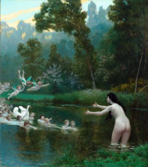 Leda And The Swan by Jean-Leon Gerome Oil Painting