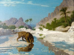 Lion in the Desert  by Jean-Leon Gerome Oil Painting