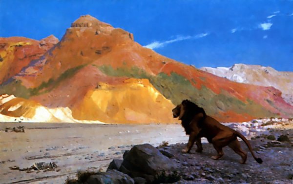 Main Product Photo of Lion Painting by Jean-Leon Gerome