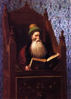 Mufti Reading in His Prayer Stool by Jean-Leon Gerome Oil Painting