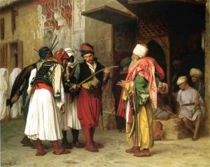 Old Clothing Merchant in Cairo also known as Roaving Merchant in Cairo by Jean-Leon Gerome Oil Painting