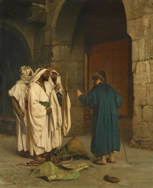 Old Jew with three Arabs by Jean-Leon Gerome Oil Painting