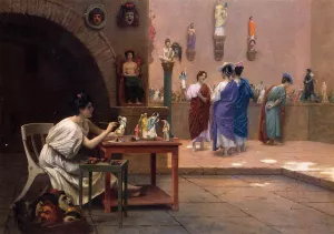 Painting Breathes Life into Sculpture (also known as Tanagra's Studio) by Jean-Leon Gerome - Oil Painting Reproduction