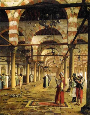 Paryer in the Mosque by Jean-Leon Gerome - Oil Painting Reproduction