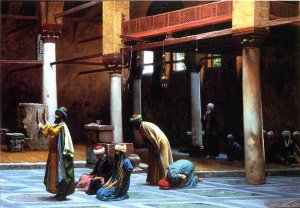 Prayer in a Mosque by Jean-Leon Gerome Oil Painting