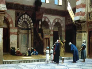 Prayer in the Mosque of Caid Bey, in Cairo by Jean-Leon Gerome - Oil Painting Reproduction