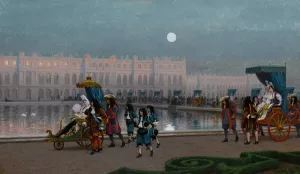 Promenade de la Cour dans les jardins de Versailles Oil painting by Jean-Leon Gerome