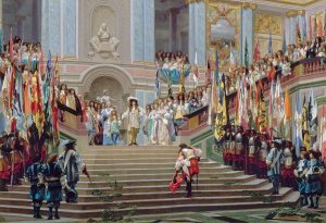 Reception of Le Grand Conde by Louis XIV at Versailles in 1674 by Jean-Leon Gerome Oil Painting