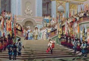 Reception of Le Grand Conde by Louis XIV at Versailles in 1674 by Jean-Leon Gerome Oil Painting