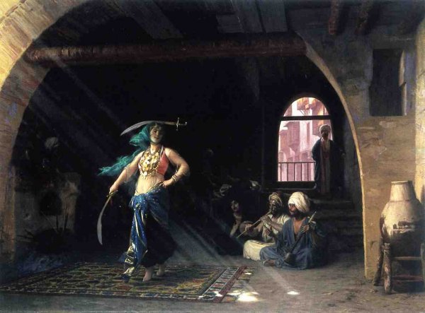 Sabre Dance in a Cafe by Jean-Leon Gerome - Hand-Painted Oil Painting Reproduction