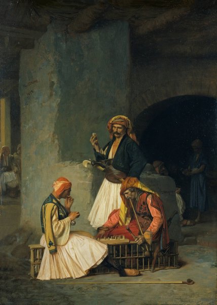 The Draught Players  by Jean-Leon Gerome - Hand-Painted Oil Painting Reproduction