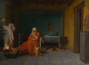 The Poet Dreams of Cupid by the Fire by Jean-Leon Gerome Oil Painting