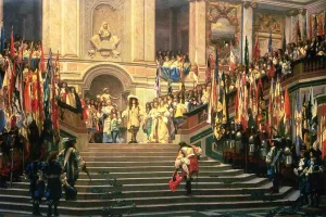 The Reception for Prince Conde at Versailles painting by Jean-Leon Gerome