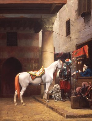 The Saddle Bazaar, Cairo by Jean-Leon Gerome Oil Painting