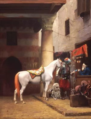 The Saddle Bazaar, Cairo by Jean-Leon Gerome Oil Painting