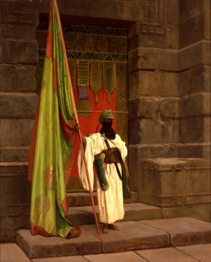 The Standing Bearer, Unfolding The Holy Flag by Jean-Leon Gerome Oil Painting