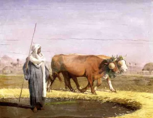 Treading Wheat in Egypt Oil painting by Jean-Leon Gerome
