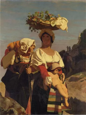 Two Italian Peasant Women and an Infant by Jean-Leon Gerome - Oil Painting Reproduction