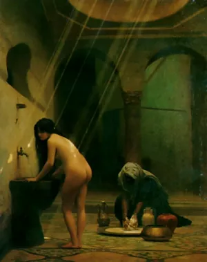 Un Bain Maure - Femme Turque au Bain, No.2 by Jean-Leon Gerome Oil Painting