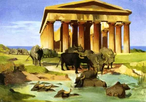 View of Paestum, (study) Oil painting by Jean-Leon Gerome