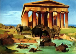 View of Paestum by Jean-Leon Gerome Oil Painting