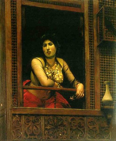 Main Product Photo of Woman at Her Window Painting by Jean-Leon Gerome