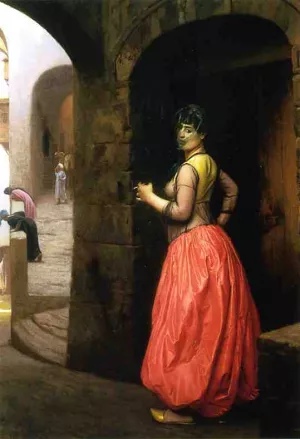 Woman from Cairo, Smoking a Cigarette by Jean-Leon Gerome Oil Painting