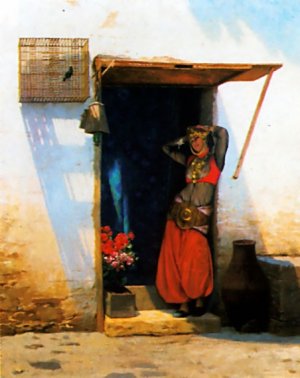 Woman of Cairo at Her Door by Jean-Leon Gerome Oil Painting