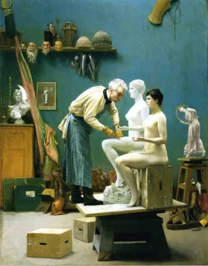 Working in Marble by Jean-Leon Gerome - Oil Painting Reproduction