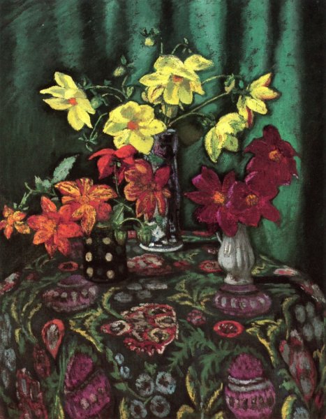 Main Product Photo of Simple Dahlias Painting by Jean-Laurent Challie
