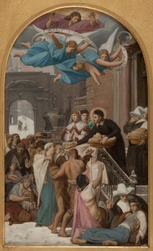 Saint Vincent de Paul secourant les Lorrains apres la guerre de 1637 by Jean Lecomte Du Nouy Oil Painting
