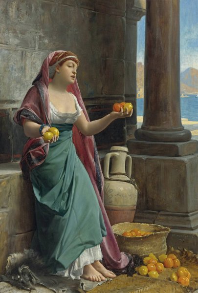 The Citrus Seller  by Jean Lecomte Du Nouy - Hand-Painted Oil Painting Reproduction