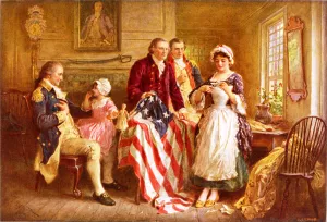 Betsy Ross by Jean-Leon Gerome Ferris - Oil Painting Reproduction