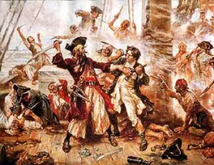 Blackbeard Battle Colour by Jean-Leon Gerome Ferris - Oil Painting Reproduction