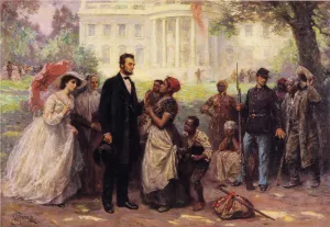 Lincoln and the Contrabands, 1863 by Jean-Leon Gerome Ferris Oil Painting