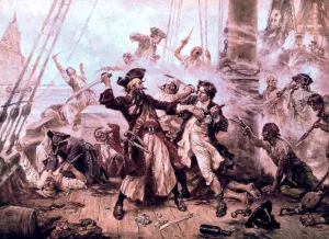 The Capture of the Pirate Blackbeard 1718 painting by Jean-Leon Gerome Ferris