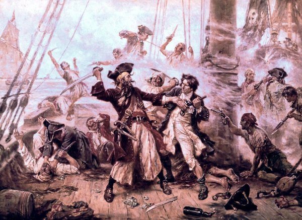 Main Product Photo of The Capture of the Pirate Blackbeard 1718  Painting by Jean-Leon Gerome Ferris