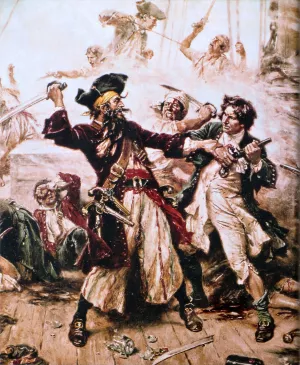The Capture of the Pirate Blackbeard by Jean-Leon Gerome Ferris Oil Painting
