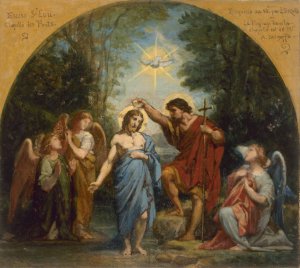 Le Bapteme du Christ by Jean-Louis Bezard Oil Painting