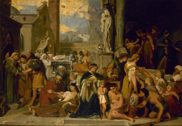 Les sept Ouvres de misericorde  by Jean-Louis Bezard - Hand-Painted Oil Painting Reproduction