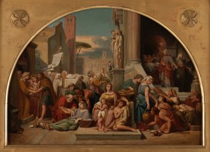 Les sept Ouvres de misericorde by Jean-Louis Bezard Oil Painting