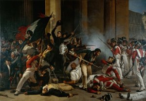Prise du Louvre, le 29 juillet 1830; massacre des gardes suisses. by Jean-Louis Bezard Oil Painting