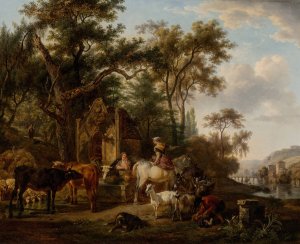 L'Abreuvoir by Jean-Louis Demarne Oil Painting