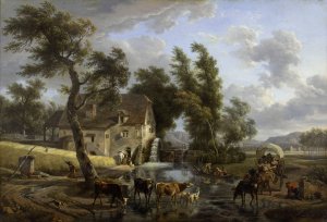 Le moulin by Jean-Louis Demarne Oil Painting