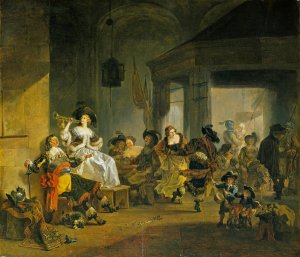 Women and Soldiers Revelling by Jean-Louis Demarne Oil Painting