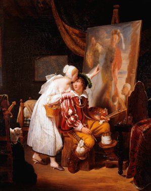 Van Dyck peignant son premier tableau by Jean-Louis Ducis Oil Painting