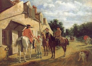 At the Relay Station by Jean-Louis Ernest Meissonier Oil Painting